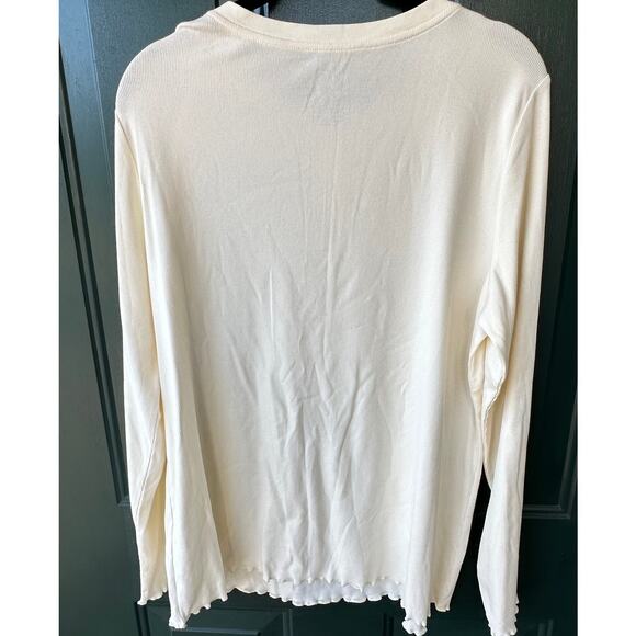 NWOT Isaac Mizrahi QVC Essentials Pima Cotton Rib Long Sleeve Top CREAM, Sz M - Picture 5 of 8
